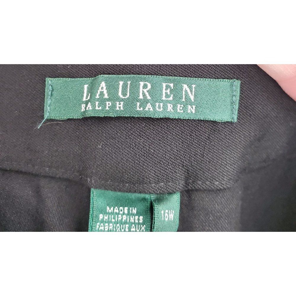 Lauren Ralph Lauren Pants Womens Cotton Front Zip Pockets Black Size 16W - Picture 6 of 9